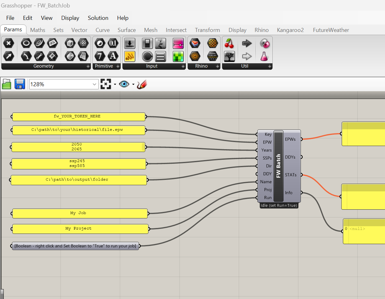 FutureWeather single job workflow in Grasshopper